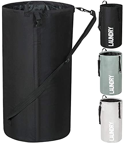 Chrislley 106L Collapsible Laundry Basket, Laundry Backpack, Laundry Bag - color: black
