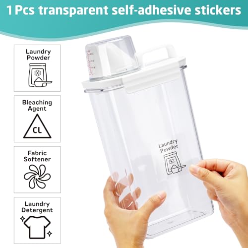 Laundry Detergent Dispenser-1 Pack, 78 oz Detergent Dispenser with 4 Removable Labels, Laundry Soap Dispenser for Laundry Room Organization and Storage, BPA Free & PET Plastic Clear