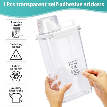 Laundry Detergent Dispenser-1 Pack, 78 oz Detergent Dispenser with 4 Removable Labels, Laundry Soap Dispenser for Laundry Room Organization and Storage, BPA Free & PET Plastic Clear