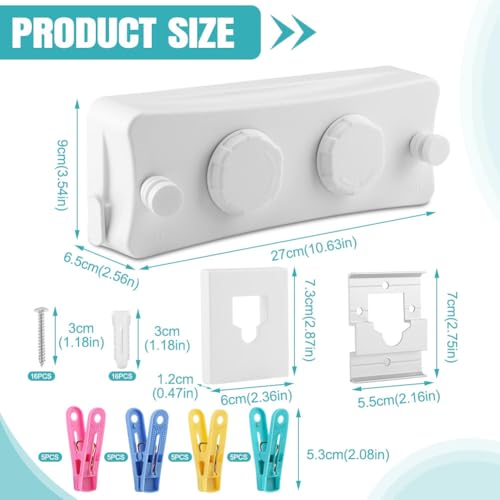 16.7 Ft Retractable Clothesline, Stainless Steel Wire Double Cloth Lines