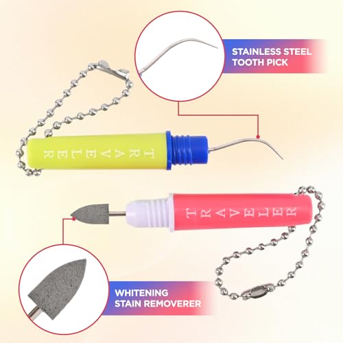 Dental travel Cleaning Kit (rose red & green, 2 pair) - color: rose red & green, size: 2 pair