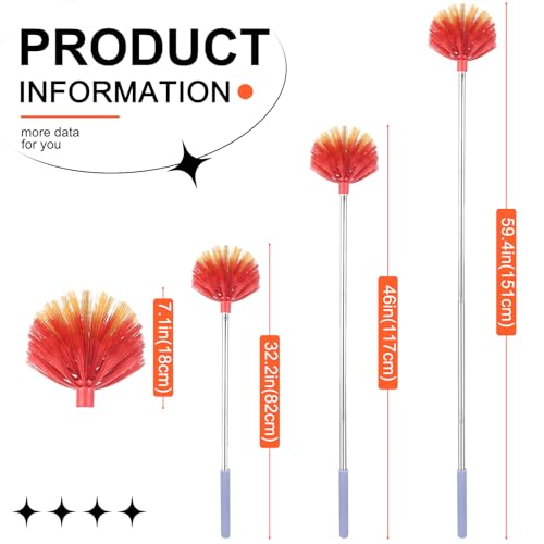 Cobweb Duster with Extension Pole, 59" Adjustable Spider Web Brush
