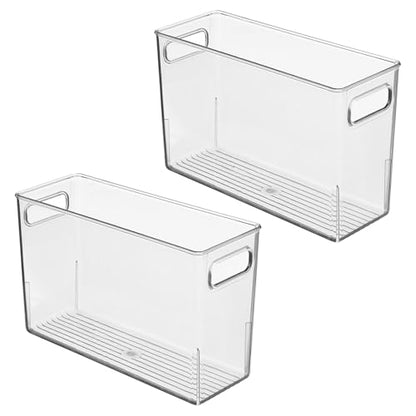 iDesign Tall Plastic Storage Bin with Handles, Set of 2, Clear - style: Pack of 2