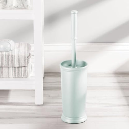 mDesign Toilet Bowl Brush and Holder - Covered Bathroom Toilet Brush - Standing Toilet Bowl Scrubber in Modern Holder - Space Saving, Deep Cleaning Brush for Toilet - Hyde Collection - Mint Green - color: Mint Green, size: Pack of 1