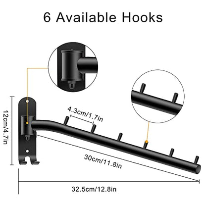 Bosszi 2-Pack Wall Mounted Folding Clothes Hanger Rack, Stainless Steel Clothes Hooks with Swing Arm Holder Space Saving Clothing Hanging System Closet Storage Organizer Heavy Duty Drying Rack (Black) - color: Black