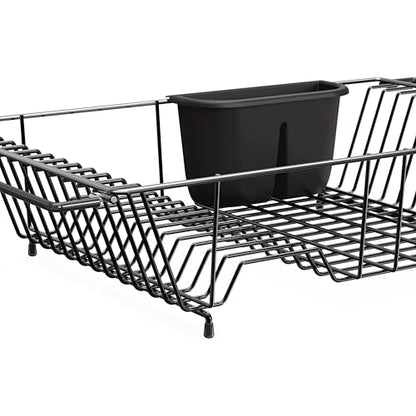 Simple Houseware Large Stainless Over Sink Counter Dish Drainer Rack, Black - color: Black, size: Large