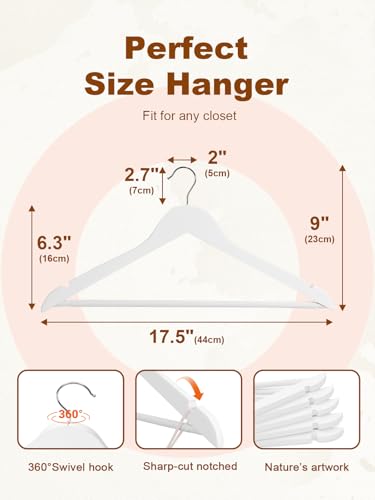 HOUSE DAY White Wooden Hangers 30 Pack, Heavy Duty Wooden Coat Hangers - color: White, size: 30 Pack
