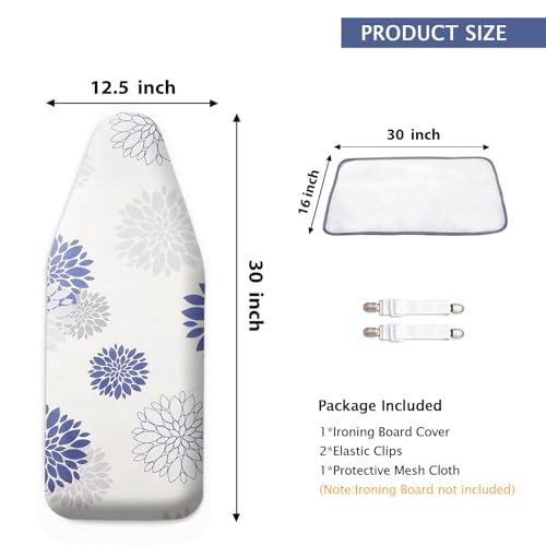 SheeChung 12.5"x32" Small Ironing Board Cover and Pad,Mini Iron Board Cover - color: Dahlia, size: 12.5"x32"