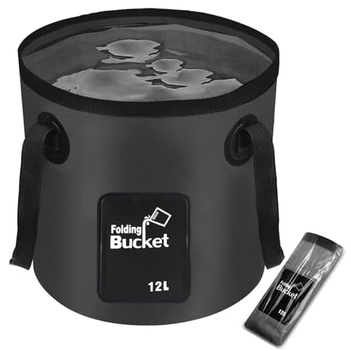 Collapsible Bucket with Handle, Lightweight 5 Gallon 20L - color: Black, size: 12L