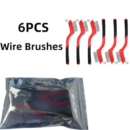 6-Pack Steel Wire Brush Set for Rust Removal, Dual-Head Metal Cleaning Tool - size: 6PCS Wire Brushes