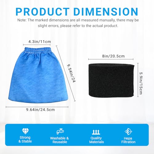 6 Pack VRC5 Filter Bags Fit for Vacmaster 4-16 Gallon Wet/Dry Vac, VRC51