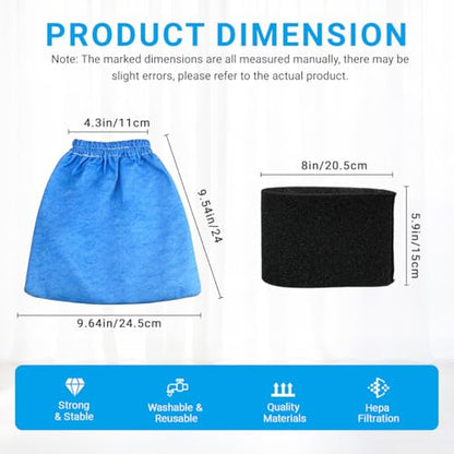 6 Pack VRC5 Filter Bags Fit for Vacmaster 4-16 Gallon Wet/Dry Vac, VRC51