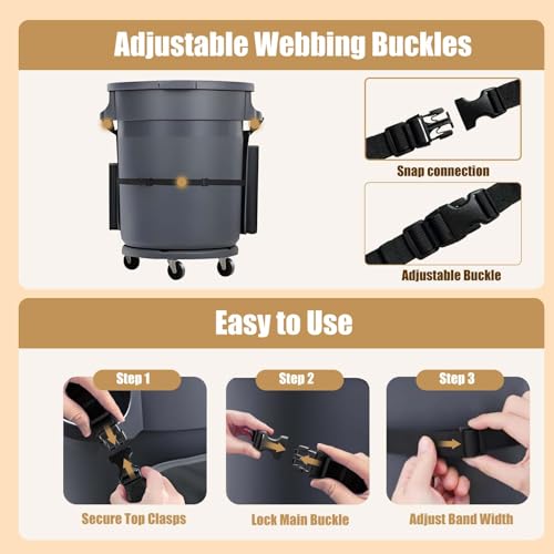 Hongmed Trash Can Caddy Bag: 1680D Fabric Heavy-Duty Cleaning Caddy with Adjustable Buckle fits 32-55 gal Trash Can, Multi-Pockets Cleaning Tool Organizer for House Cleaners & Janitorial Duties