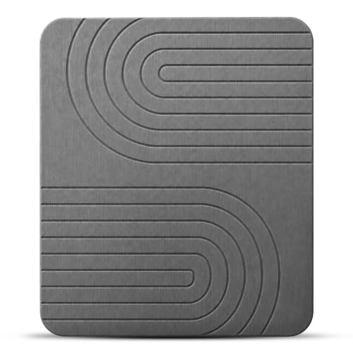 Stone Dish Drying Mat for Kitchen Counter – Diatomaceous Earth Drying Mat | Fast-Absorbing, Minimalist Design, Durable Diatomite | Non-Slip, Heat Resistant, Easy Clean | 18"x14" (Wave Slate) - color: Wave Slate, size: 18" x 14"