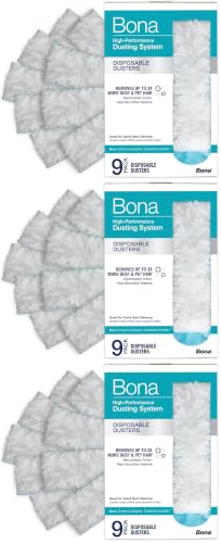 Bona Disposable Duster Refills - High Performance Dusting System - Microfiber Dusters Remove Dust and Pet Hair for Quick Spot Cleaning, 9 Count (Pack of 3) - size: Pack of 3, style: Disposable Duster Refills - 9 Pack