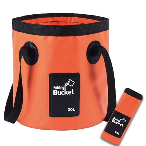 Collapsible Bucket with Handle, Lightweight 5 Gallon 20L - color: Orange, size: 20L
