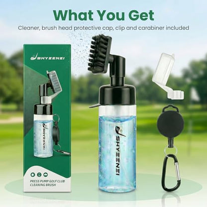 Portable Golf Club Cleaner with Water Brush & Clear Reservoir
