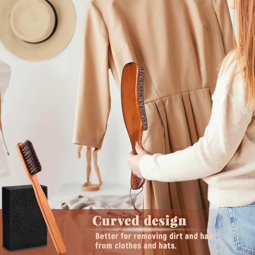 4 Pcs Horsehair Felt Hat Brush Kit with Cleaning Sponge Cowboy Clean Hat Wood Fedora Hat Cleaning Set Baseball Cap Lint Brush Remove Dust for Hair Furniture Suits Clothes(Style B) - style: Style B