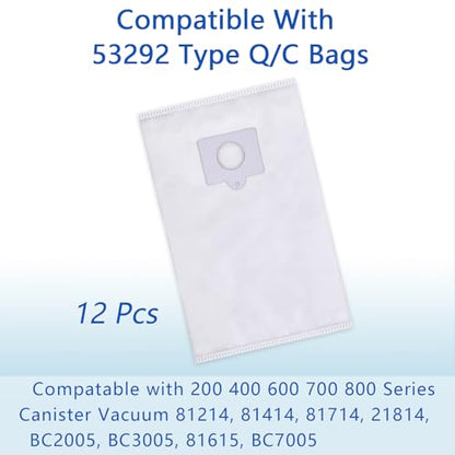 12 Pack 53292 Type QC Canister Vacuum Bags Compatible with Kenmore