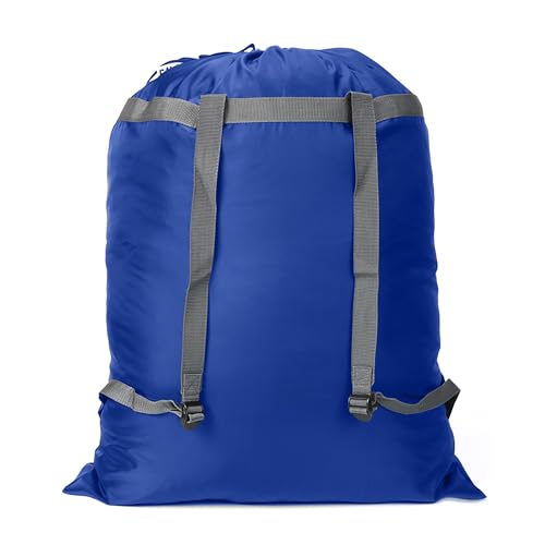 Laundry Bag Backpack, 27"x 34"Laundry Bag with Straps & Drawstring, Blue - color: blue