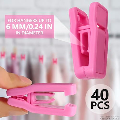 Hanger Clips for Pants, 40 Pcs, Plastic (Pink), for Dry and Wet Clothes - size: 40 Pack
