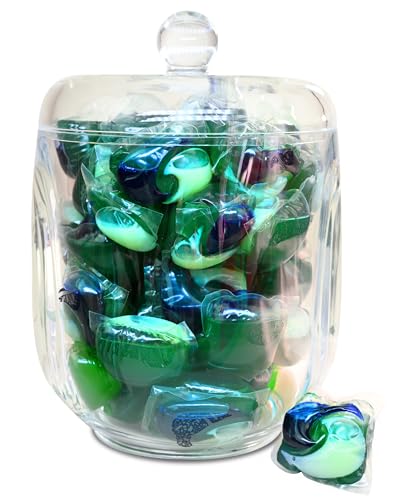 TidyFriend Clear Pod Container for Laundry Room, Glass Laundry Jar with Lid for Storing Detergent, Organizing Dishwasher Pods and Washing Area (Clear Acrylic Jar) - color: Acrylic Jar With Lid
