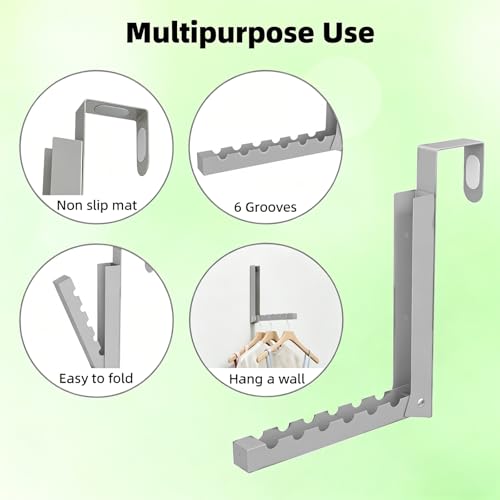 Over the Door Hanger, 2 Pack Foldable Over Door Drying Rack for Laundry - color: Gray
