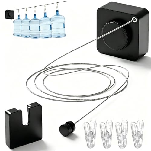 Retractable Clothesline Outdoor & Indoor, 15.7 ft Heavy Duty Anti-Sag Wall Mounted Stainless Steel Clothes Drying Line, 40 lb Load Capacity Laundry Line, Easy Install for Bathroom, Balcony & Apartment