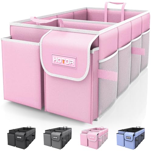 HOTOR Trunk Organizer - Foldable Car Organizer for SUVs & Sedans Storage - color: Pink, size: Medium (2 Compartments)