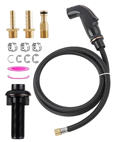 Universal Sink Spray Attachment with Braided Hose Set, Oil Rubbed Bronze - color: Oil Rubbed Bronze, style: braided hose/single spray mode