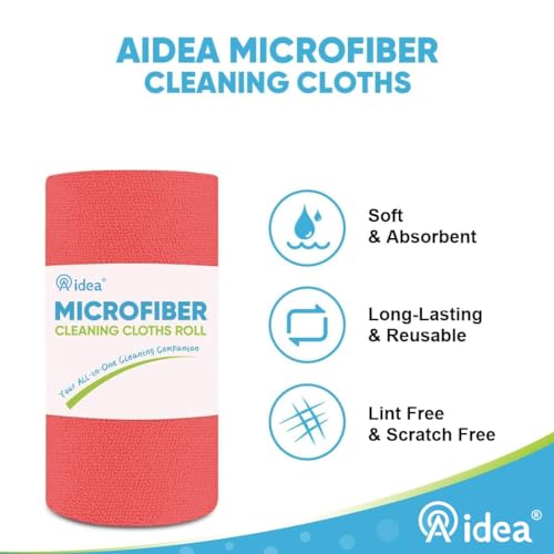 AIDEA Red Microfiber Cleaning Cloth Roll-50PK, Paper Towels 11.5"×11.5" - color: Red