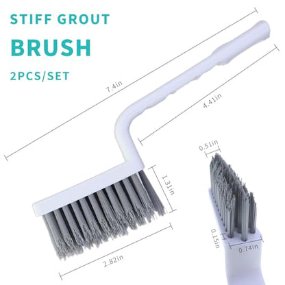 V Shape Grout Cleaner Brush Scraper, Stiff Bristle Grout Cleaning Brushes for Tile Floor, Handheld Grout Scrub Brush Set for Shower, Bathroom, Kitchen, Household, Easy Reach to Narrow Nooks and Cranny