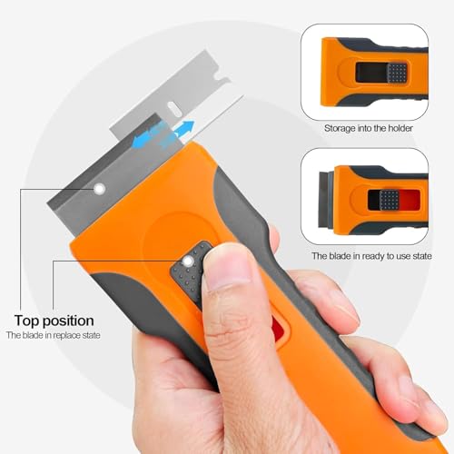 Razor Scraper Tool Set, 20 Blades (10 Metal + 10 Plastic) for Glass Stove