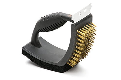 Outset Grill Cleaning Brush, V-Shaped BBQ Brush with Pad and Scraper - style: V Shaped