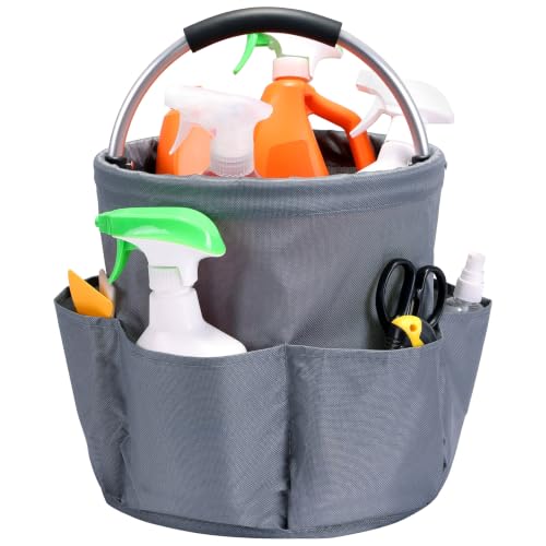 17L Cleaning Caddy with Handle Foldable 6 Pockets - color: Grey