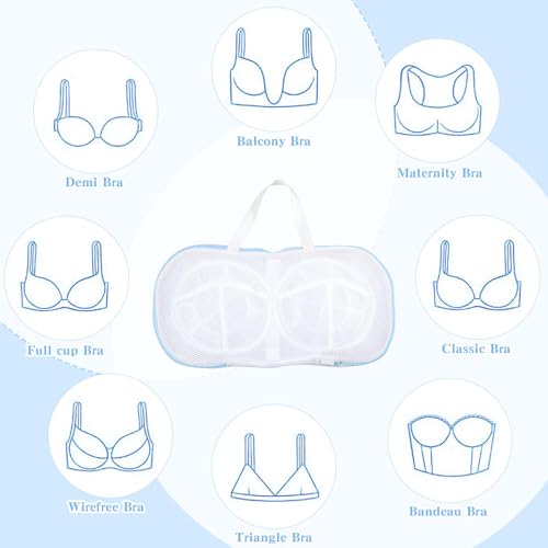 2 Pcs Bra Washing Bags for Laundry, Bra Bags for Washing Machine Lingerie Wash Dryer Bag Non-Deform 3D Protective Bracket Case with Handle Zipper for Women Laundry Storage Washing Delicates