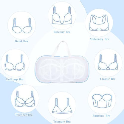 2 Pcs Bra Washing Bags for Laundry, Bra Bags for Washing Machine Lingerie Wash Dryer Bag Non-Deform 3D Protective Bracket Case with Handle Zipper for Women Laundry Storage Washing Delicates
