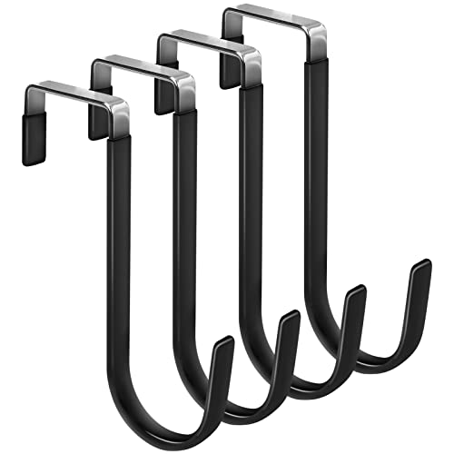 FYY Over the Door Hooks, Single-Hanger 4 Pack, Fits Doors 1 3/8" Black - color: A Black, size: Short, style: 4 Pack