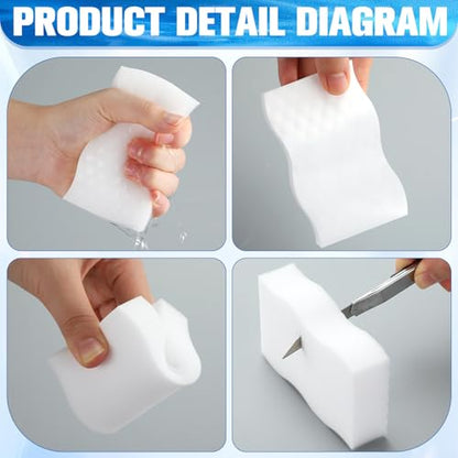 SiliFine Magic Extra Durable Sponge Eraser 3 Layer Density Cleaning Pads in Bulk Thick More Lasting Sponge Eraser for Bathroom Kitchen Floor Bathtub Toilet Cleaner - color: White