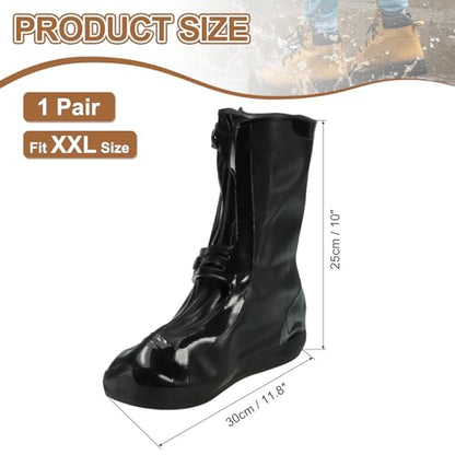 HARFINGTON Waterproof Shoes Cover XXL (US 8) Rain Galoshes w Double Buckle - color: Black, size: XXL (US 8)