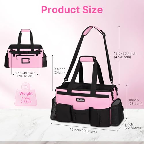 JKAOO Large Wearable Cleaning Caddy Bag with Handles, Pink - color: Pink