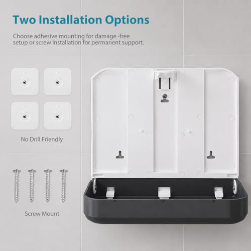 𝐏𝐚𝐩𝐞𝐫 𝐓𝐨𝐰𝐞𝐥 𝐃𝐢𝐬𝐩𝐞𝐧𝐬𝐞𝐫, Multifold/Trifold/C Fold Papers Dispenser, Bathroom Hand Towels Wall Mounted Tissue Holder, No-Drill Adhesive Commercial or Home Black - color: D-23 Black