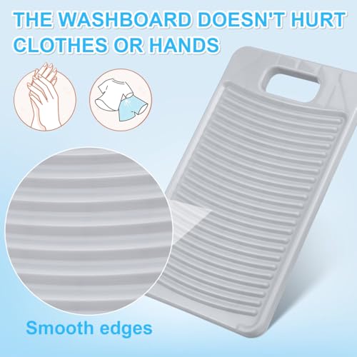 Homoyoyo Laundry Washboard, Hand Washing Clothes Tool Small Board Plastic Non-Slip Surface Efficient Stain Removal Portable Scrub Board Efficient Cleaning Tool for Laundry Hand Washing Clothes 11.2IN