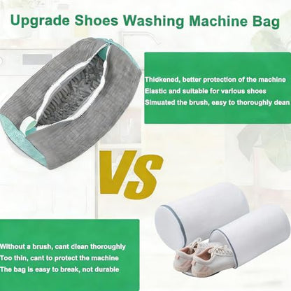 Shoes Washing Machine Bag(2 Pack),Reusable Laundry Bag for Washing Machine,Include 1 Dryer Mesh Bag and 2 Drying Racks,Shoes Bags with Durable Zipper for Sneakers and Canvas Shoes - color: Grey-2PCS