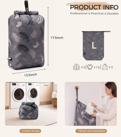Travel Laundry Bag, Pump-Free Compression for Dirty Clothes - color: Abstract Gray, size: 23" L × 17" W × 6.5" H