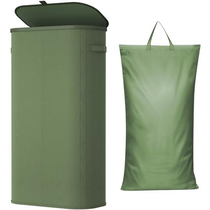 Lifewit 105L Large Laundry Hamper with Lid, Removable Inner Bag, Green - color: Green, size: 105L