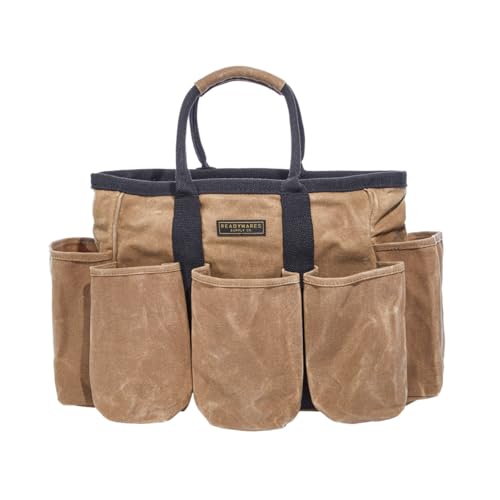 Readywares Supply Bag | 14" Waxed Canvas Gardening Tool Tote with Pockets