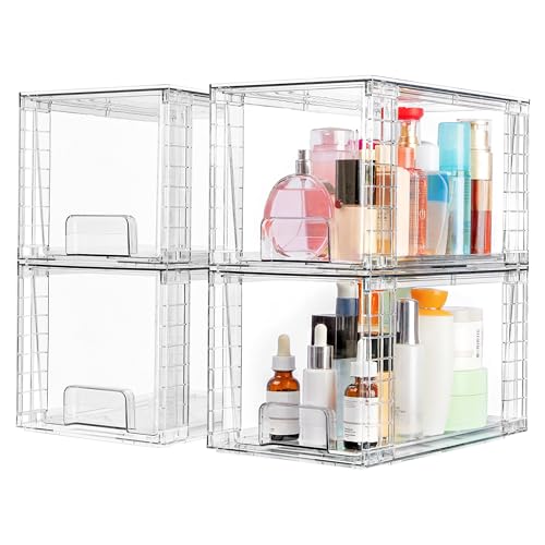 Vtopmart 4 Pack Large Stackable Storage Drawers, Clear - color: Clear( 4 Pack)