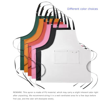 eywlwaar PU Waterproof Apron with 2 Big Pockets Adjustable Oil Proof Apron for Kitchen Dishwashing Cooking 29.92"x 26.77" - color: Yellow