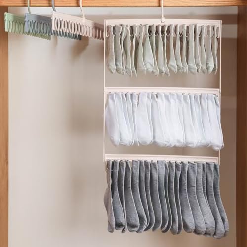 Socks Drying Racks Hanger Socks Organizer Hook Hanger with 54 Clips, Clothes Drying Racks Windproof for Drying Socks Bras Underwears Baby Clothes, Hats Scarfs Towels Pants and Gloves Diaper (Pink) - color: Pink